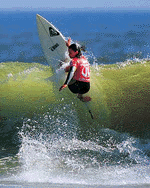 Former five-times world surfing champion Lisa Andersen from Florida, USA surfs and restores her title hopes in the Elleven Pro Womens on Thursday