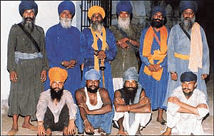 Ten Nihangs who were arrested by the CIA staff during a special operation in Ludhiana.