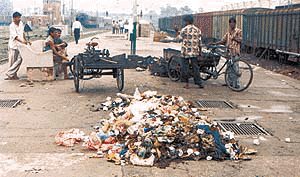Garbage dump at the Ludhiana railway station platform.�Photo by Inderjeet Verma
