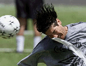 Chilean striker Ivan Zamorano heads the ball during a practice session in Cucuta's stadium, on Monday. Chile will face Venezuela in San Cristobal for a qualifying match on Tuesday for World Cup in Japan and Korea in 2002.