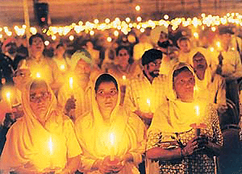 Thousands pay homage to the Kargil martyrs by lighting candles as a part of the Vijay Divas celebrations at the Chandigarh Parade Ground, Sector 17, on Wednesday