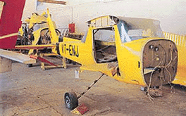 Damaged planes lying in the hanger of the Patiala Club in Patiala