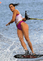 Anais Amade of France in action during European Water Ski championship in Moscow on Sunday. Amade won the Women's Overall title