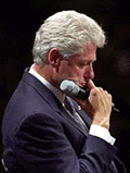 SOUTH BARRINGTON: President Clinton pauses a moment after answering a  question on Thursday. � AP/PTI photo