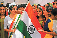 The happiness and joy of holding the Tricolour has not diminished with time, seems the reaction of these school girls.