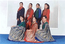 The new uniforms for air hostess of Air-India introduced on Board it's flights from August 15, 2000
