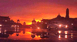 Spectacular sunset at Raisina hill in New Delhi on Monday
