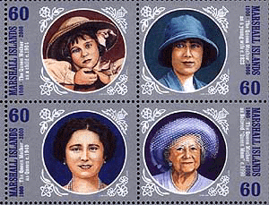 The Marshall Islands Postal Service has released new postage stamps in honor of the 100th birthday of Queen Elizabeth, Britain's Queen Mother.