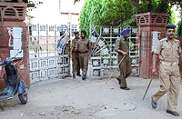 New Delhi: Police personnel deployed outside the Sapru House in the capital on Saturday, after the government took over the Indian Council of World Affairs, housed in the building
