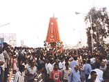 A view of the Jagannath Rath Yatra taken out in Ludhiana.