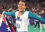 Australia�s Cathy Freeman  during a victory lap after the women�s 400-metre final at the Sydney Olympic.