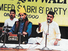 Abdul Hameed Sabri sings a qawwali at the bazm-e-qawwali in Guru Nanak Bhavan in Ludhiana