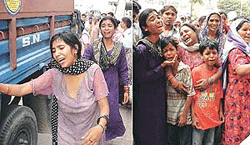 Relatives of Raju mourn his death at Dayanand Medical College and Hospital in Ludhiana.