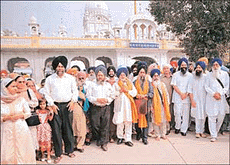 A jatha of Sikh pilgrims from Amb Sahib Gurdwara in SAS Nagar which left on Sunday for Pakistan to pay obeisance at Sikh shrines there.