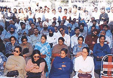 Bank employees participate in a rally near Bharat Nagar Chowk, Ludhiana, on Wednesday.