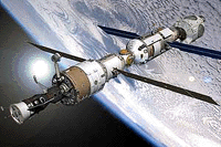 A computer-generated artist's rendering depicts the International Space Station.