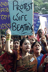 Bangladeshi women chant slogans against repression during a protest in Dhaka on Saturday.