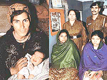 Back in mother�s arms: The day-old baby boy, lifted from Sector 16 General Hospital on Friday, was restored to his mother Rani on Saturday.