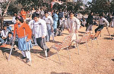 Handicapped children participate in a contest on World Disabled Day at Saket Hospital, Panchkula, on Sunday.