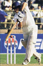 Sachin Tendulkar plays a shot during the third one-day match against Zimbabwe in Jodhpur on Friday.