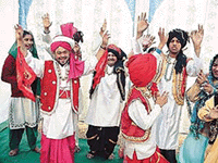 Physically-challenged children of Ek Prayas performing bhangra on Disabled Day. 