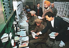 Home Guard sort mail at the General Post Office, Sector 17, Chandigarh on Monday.