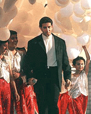 Actor Hrithik Roshan performs with children during an AIDS awareness show in Mumbai on Sunday evening 