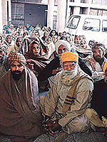 Residents of Siahar village stage a dharna in front of the Deputy Commissioner�s office in Ludhiana.