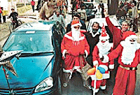 A Christmas procession being taken out in Chandigarh on Saturday. 