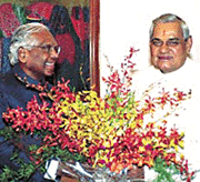 President K.R. Narayanan greets Prime Minister Atal Behari Vajpayee