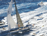 Jetscooters and other pleasure craft follow Australia yacht Shockwave, the early favourite in the Sydney to Hobart race, as it leaves Sydney Harbour on Tuesday.