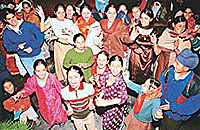 NSS volunteers of the GCG-11, Chandigarh, and children of Khuda Jassu village dance at the valedictory function of a 10-day NSS camp.