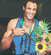 Cuba�s Felix Savon poses with his gold medal for the 91kg heavyweight class at the Olympic Games in Atlanta. 