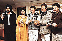 Punjabi singers (from left) Kulbir, Dolly Singh, Surinder Bachan (music director), Satnam and Jaswant during a press conference in Chandigarh.