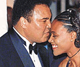 Boxing legend Mohammed Ali greets sprinter Marion Jones, as they arrived for the World Sports Awards 2000 at the Royal Albert Hall in London.