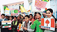Children take part in a human integration meet at Sant Nirankari Bhavan, Sector 9, Panchkula.