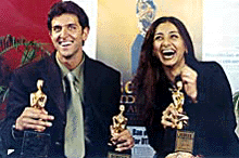 Hrithik Roshan and Tabu receive the 7th Annual Screen Videocon Awards in Mumbai on Saturday.