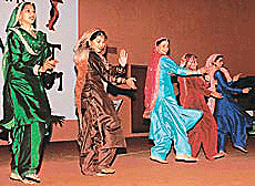 Girls perform in �Ek Mulaqaat�, a cultural programme, in the Law Auditorium of Panjab University, Chandigarh.