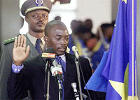 Joseph Kabila takes the oath of office as he is sworn in President of the Democratic Republic of Congo.
