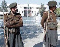 Soldiers guard the Indian High Commission in Islamabad on Friday.