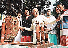 Gandhi�s philosophy trickles down from the old generation to the young in the Sector 16 Gandhi Smarak Bhavan, Chandigarh.