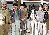 �Bookies� who organised betting on international cricket matches, are produced before reporters at police station, Sector 17, Chandigarh, on Thursday.