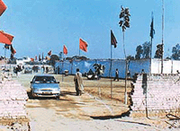 A portion of the boundary wall of Khalsa College in Patiala which was broken to facilitate the marriage celebrations of the son of Mr Kirpal Singh Badungar, OSD to Chief Minister.