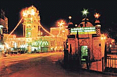 The Ravi Dass Temple in Jodhewal Basti, Ludhiana, on the occasion of the birth anniversary of Guru Ravi Dass on Wednesday night.