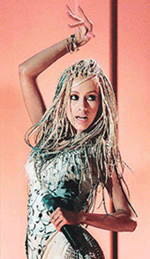 Singer Christina Aguilera performs at the 43rd annual Grammy Awards in Los Angeles on Tuesday. 