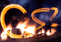 Bulgarian boys play with fireballs in Lozen village, 15 km east from Sofia, late on Sunday.