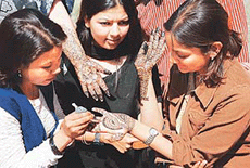 Students of the GCG, Sector 11, at the fine-arts workshop on the college premises, in Chandigarh on Thursday.