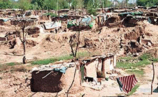 Exactly a year after slum-dwellers of the Sector 31 slum colony were allotted plots in Mauli Jagran, the slum colony remains where it was.