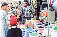 A variety of imported colours, sprays and creams available in the market as people are preferring soft colours on Holi in Ludhhiana. 