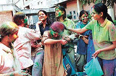 Holi hai: Panjab University hostelers play Holi.